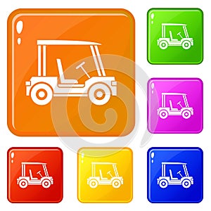 Golf club vehicle icons set vector color