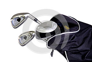 Golf clubs in a bag photo