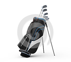 Golf clubs and Bag Isolated on White Background