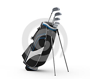 Golf clubs and Bag Isolated on White Background