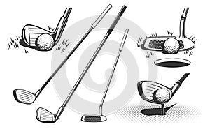 Golf clubs and a ball