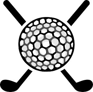 Golf Clubs crossed with Ball