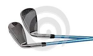 Golf clubs on white