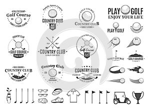 Golf country club logo, labels, icons and design elements