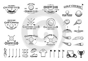 Golf country club logo, labels, icons and design elements