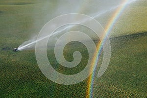 Golf course automatic lawn sprinkler with rainbow