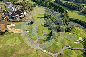 Golf course beautiful Aerial view of golf field landscape