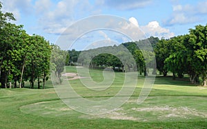 Golf course with blue sky