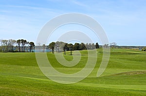 Golf course, country club overlooking ocean