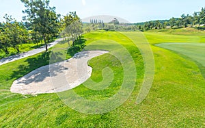 Golf course in the countryside.