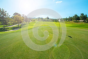 Golf course in the countryside.