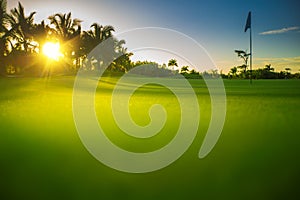 Golf course in the countryside Punta Cana resort.