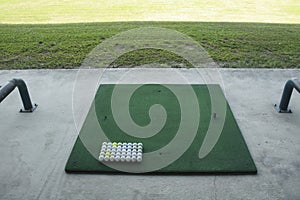 Golf course driving range,Golf ball ready for drive in driving r
