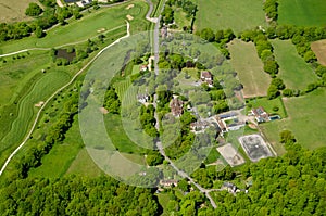 Golf Course and Farmland, aerial view, Surrey