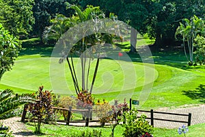 Golf Course Hole Overlooking Green Flagstick