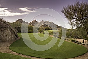 Golf course landscape desert mountain scenic view
