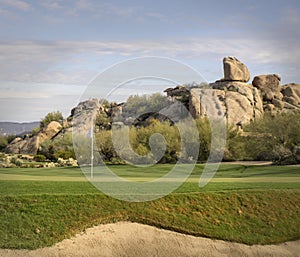 Golf course landscape desert mountain scenic view