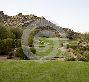 Golf course landscape desert mountain scenic view