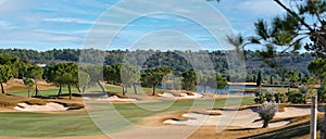 Golf course in Las Colinas, panoramic image, Spain photo