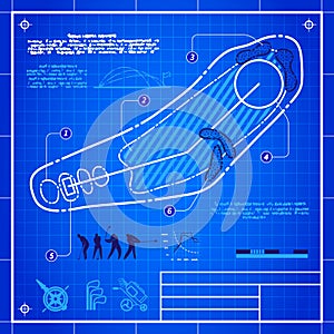 Golf course layout blueprint drawing