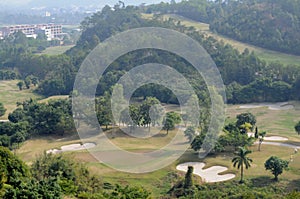 A golf course in mountain