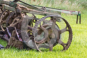 Golf course mower closeup