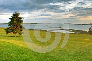 Golf course by ocean