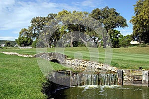 Golf course, river and bridge at San Roque in Spain