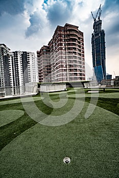 Golf course on the roof of scyscraper