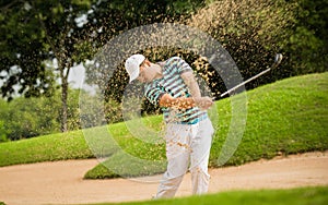 The golf course is on the sand splashes