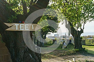 Golf course sign, tee-off