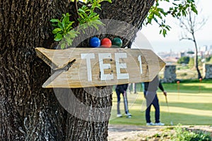 Golf course sign, tee-off