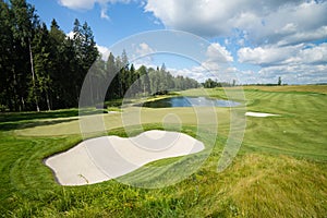 Golf course in the sunlight