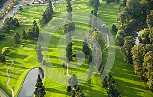 Golf Course at Sunset - Aerial