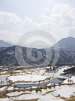 Golf course in winter