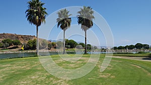 Golf court with blue sky photo