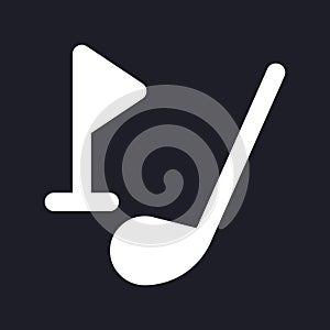 Golf driver and cup tag dark mode glyph ui icon