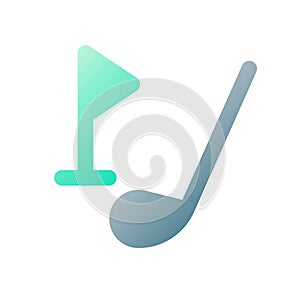Golf driver and cup tag pixel perfect flat gradient two-color ui icon