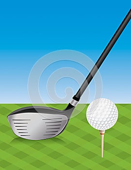 Golf Driver and Teed Ball