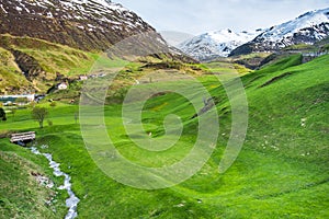 Golf field in the alpen village photo