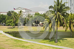 Golf field with pond near Intramuros, Manila, Philippines