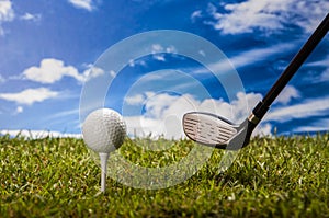 Golf field, sport equipment