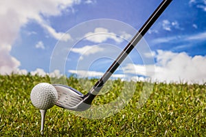 Golf field, sport equipment