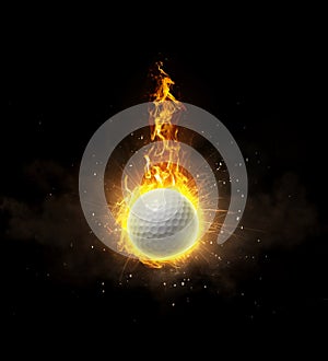 Golf, on fire on black background