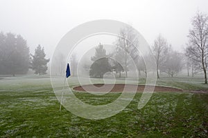 Golf flag and bunker