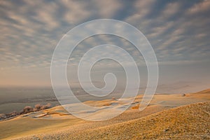 On the golf gourse in the morning