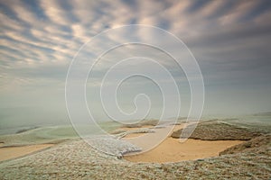 On the golf gourse in the morning