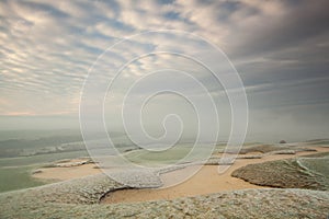 On the golf gourse in the morning