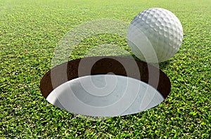 Golf Hole With Ball Approaching