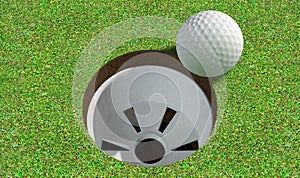 Golf Hole With Ball Approaching photo